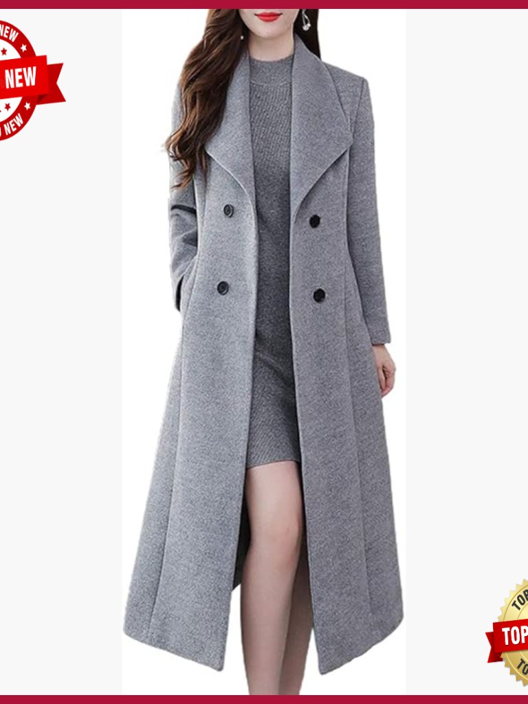 Shawl Lapel Double Breasted Maxi Pea Coat